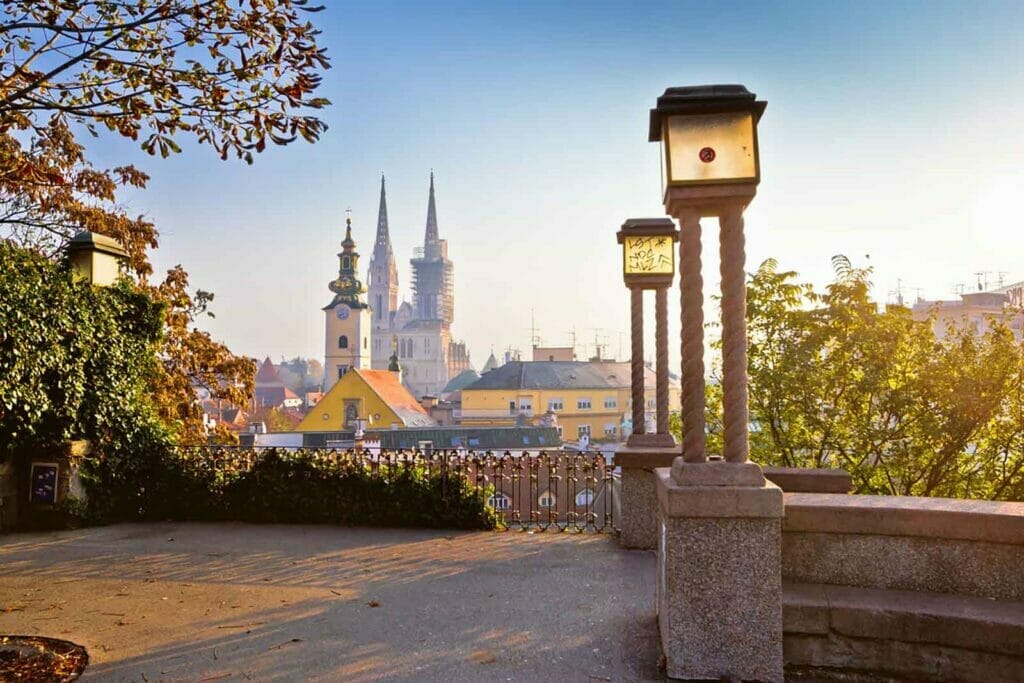 Zagreb towers sunrise view, Croatia