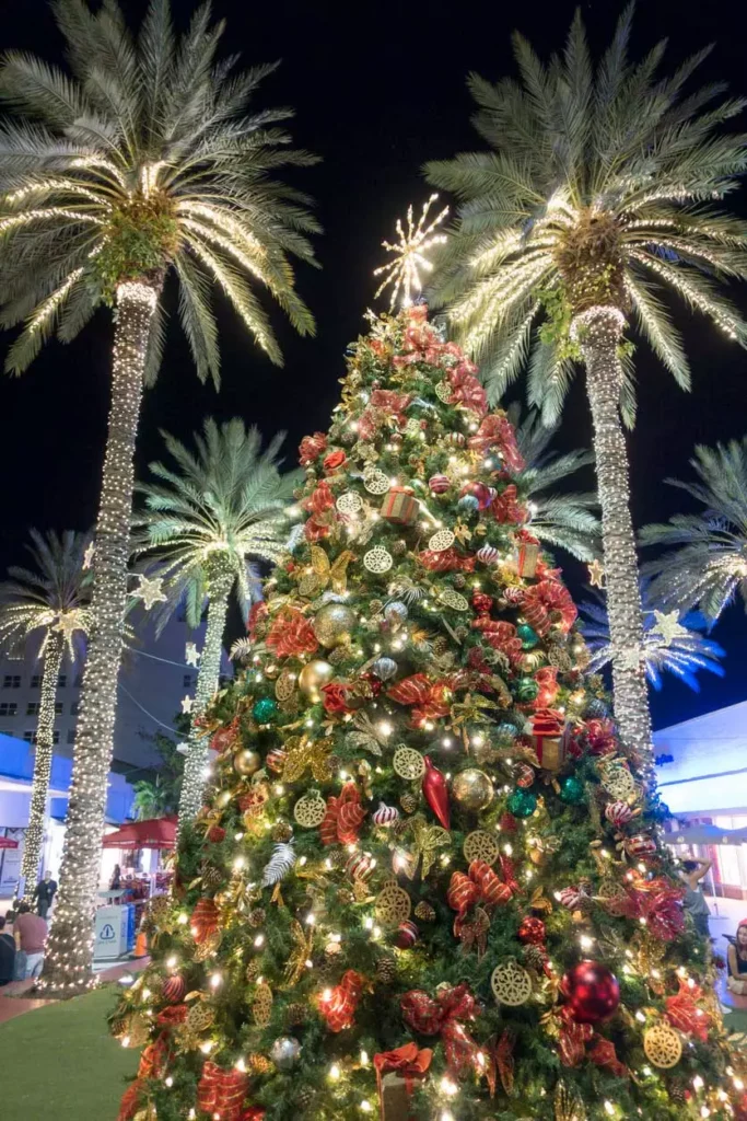 Christmas tree on Lincoln Road in Miami, Florida